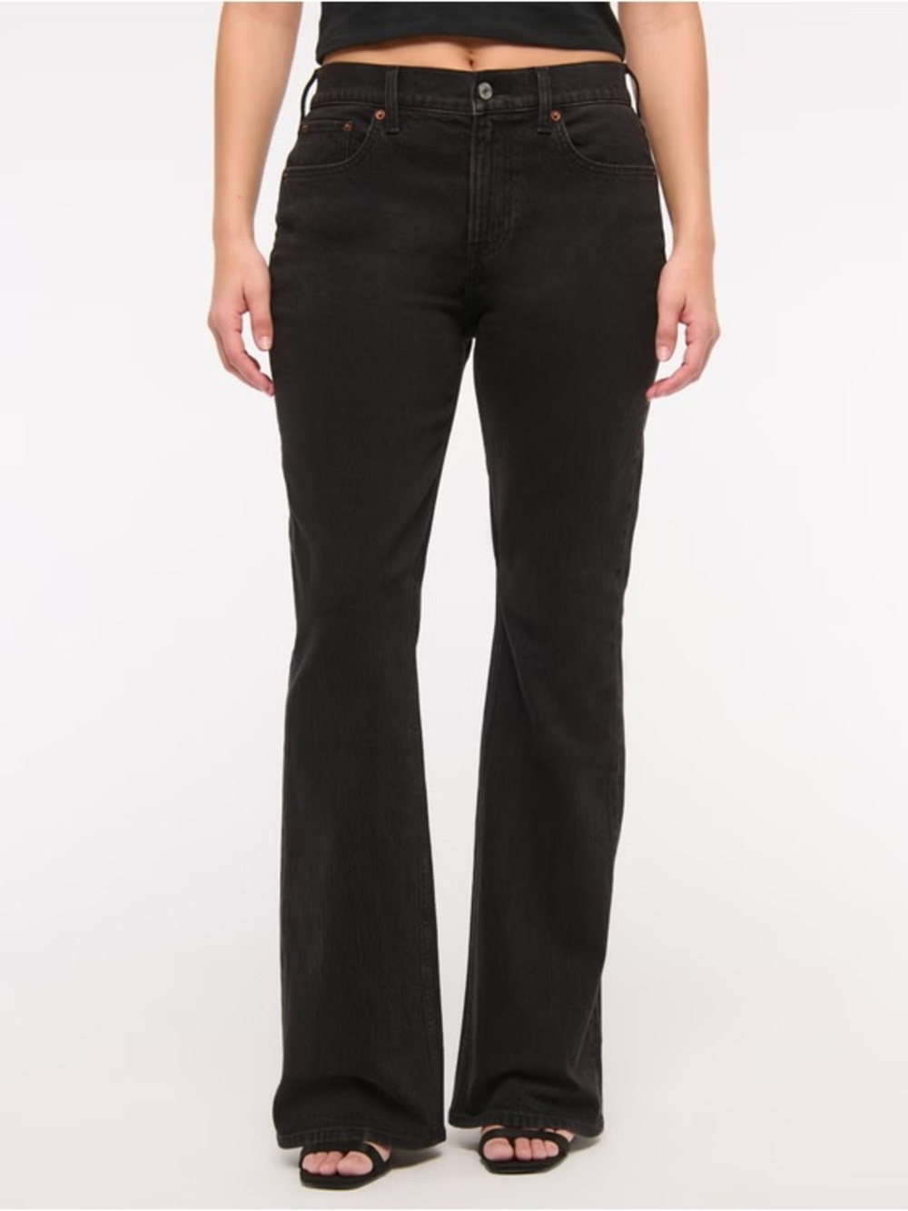 Abercrombie & Fitch Women's Curve Love Mid Rise Black Bootcut Jeans